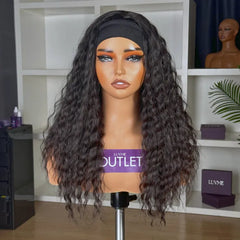 Outlet | Throw On & Go Flowy Bohemian Curly Headband Wig 100% Human Hair