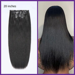 Ultra Natural Seamless Yaki Straight Clip in Extensions Real Human Hair Pieces 135g 9pcs / 7pcs with Free Gift - Limited Offer