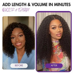 New Customers Only | Kinky Curly Seamless Clip in Extensions Human Hair with Free Gift
