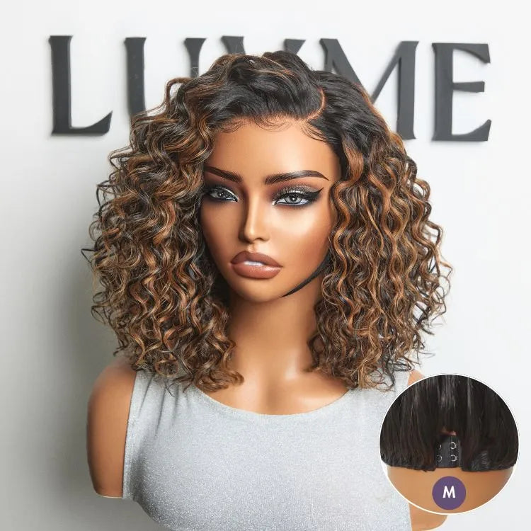 Luvme All-Day Comfort™ Wig Brown Highlight Deep Wave Glueless Minimalist HD Lace Curly Wig Pre-Cut Lace