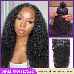 New Customers Only | Kinky Curly Seamless Clip in Extensions Human Hair with Free Gift