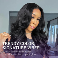 Jet Black Loose Body Wave Glueless 5x5 Closure Lace Wig 100% Human Hair