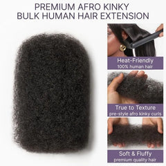 Readitress™ Afro Kinky Bulk Human hair for Dreadlock Extensions, Repair Locs, Twists and Braids