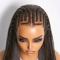 Readitress™ 180% Density Pre-Braided Silky Straight Human Hair Glueless Ear-to-Ear 13x4 Frontal Lace Wig Pre-Cut Lace
