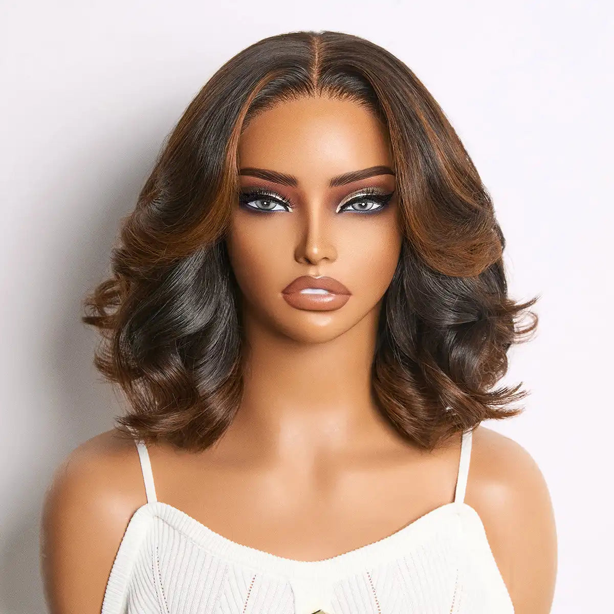Clara | RawMagic – Brown Highlight Loose Wave 5x5 Closure Lace Glueless Wig 100% Human Hair
