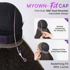 MyOwn-Fit™ 360 HD Lace Free Parting Water Wave Wig Flexi-Fit Invisi Drawstring Cap & Pre-Cut Lace