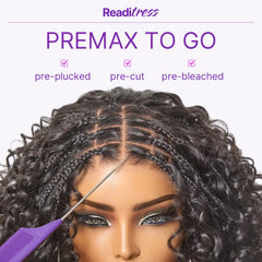 Readitress™ Boho Braids Deep Curly Glueless 5x5 Closure Lace with Braided Top Human Hair Wig Pre-Cut Lace