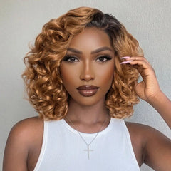 Dark Root Ombre Brown Mature Bouncy Loose Wave Glueless Minimalist HD Lace Wig Ready to Go