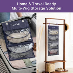 LUVME 4-Pack Purple Wig Storage Bags, Dust-Proof Hair Extension Carriers