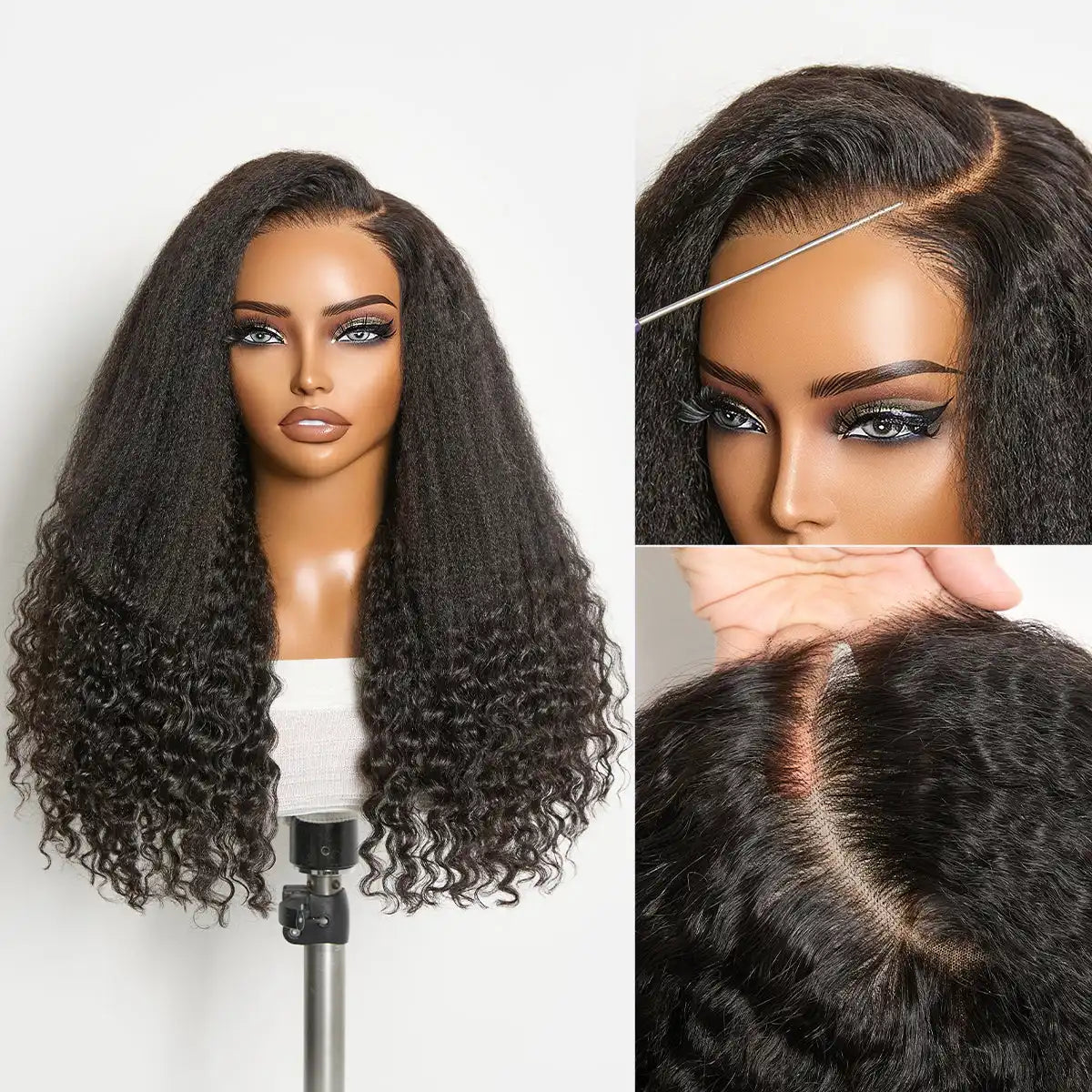 Luvme All-Day Comfort Wig PartingMax Natural Black Kinky Straight to Curly 7x6 Closure HD Lace Glueless Wig Pre Cut Lace
