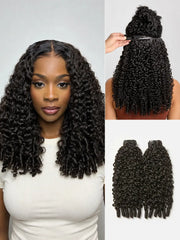Burmese Curly Finger Coil Ends Seamless Clip in Extensions Real Human Hair Pieces 135g 9pcs / 7pcs with Free Gift