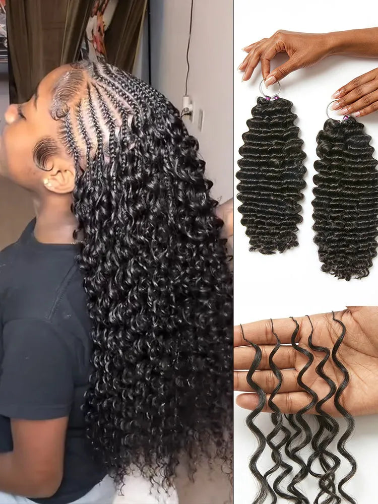Readitress™ Pre-Separated Feather Crochet Human Hair for Miracle Knots Boho Braids | Deep Wave, Burmese Curly Protective Style (Free Gifts Included)  - US Only