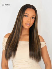 Luvme All-Day Comfort Black with Honey Blonde Highlights Yaki Straight 7x6 Closure HD Lace Glueless Wig Pre-Cut Lace
