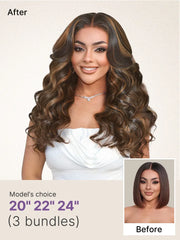 Brown Highlight Body Wave Bundles 100% Premium Remy Human Hair Bundles 1pc / 3pcs