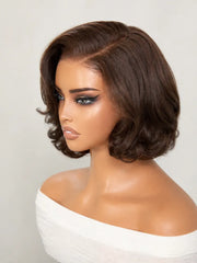 PreMax Wigs | Super Natural Hairline Caramel Chestnut Brown Bob Glueless 13x4 Frontal Lace Human Hair Short Wig Pre-Cut Lace