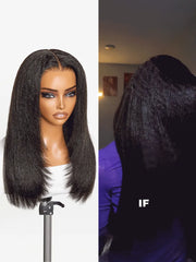 180% Density Light Kinky Straight Butterfly Cut Layered  Glueless 7x6 Closure HD Lace Wig Pre-Cut Lace