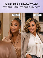 Classic Old Money Honey Blonde Highlight Wavy Glueless Minimalist HD Lace Wig Pre-cut Lace