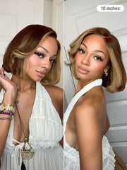 All-Day Comfort Honey Blonde Face-Framing Highlights Blow Out Layered Cut Glueless 5x5 Closure Lace Bob Wig Pre-cut Lace