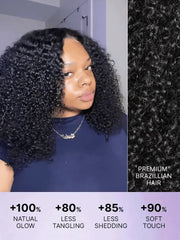 Beginner Friendly 200% Density Glueless 5x5 Closure Pre-Cut Lace Afro Curly Wig One Size Fits All Cap
