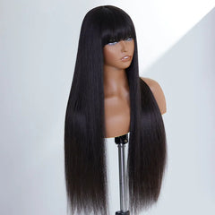 Vanessa Style Silky Straight With Bangs No Lace Glueless Long Wig 100% Human Hair