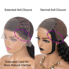 Ombre Brown Color Deep Wave Extented 4x4 Closure Lace Wig